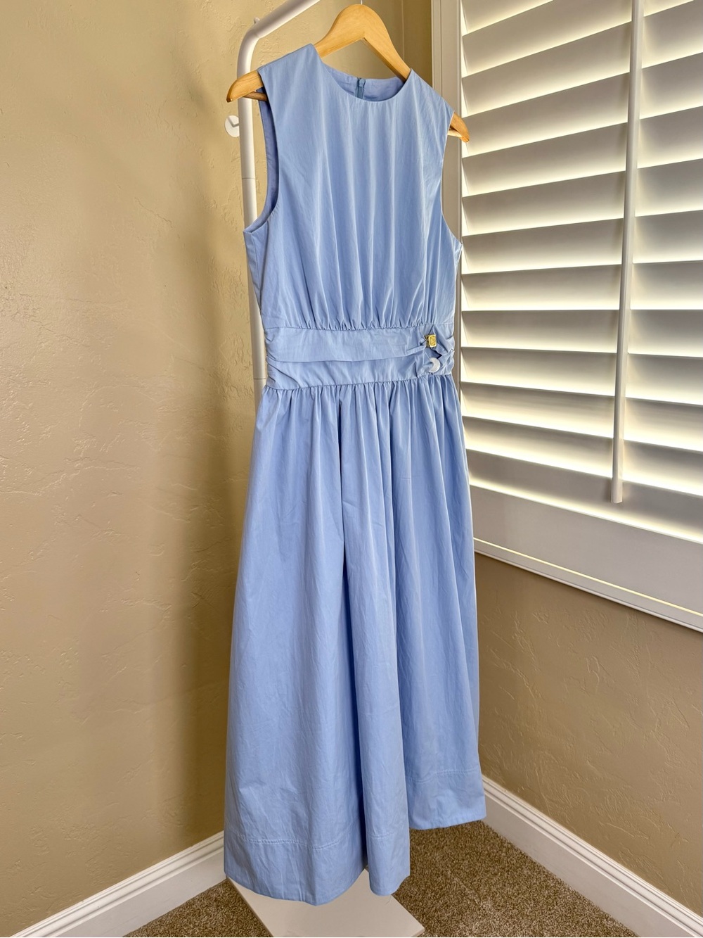 Commense Powder Blue Maxi Dress NWT Medium Sleeveless Cotton Blend Midi Maxi - Picture 4 of 10
